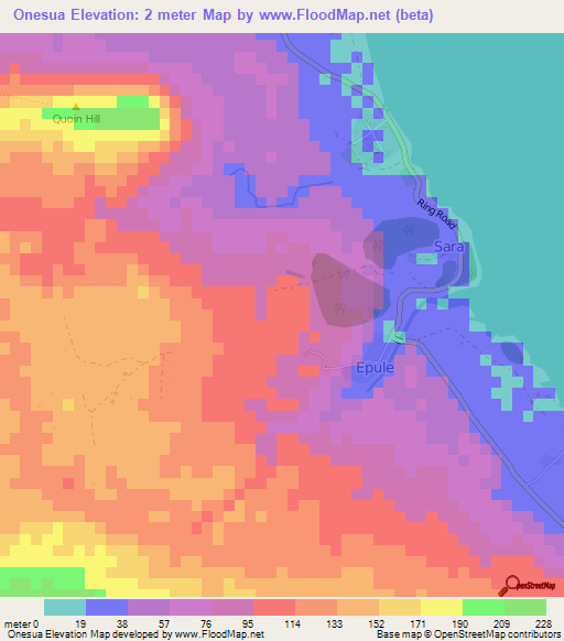 Onesua,Vanuatu Elevation Map