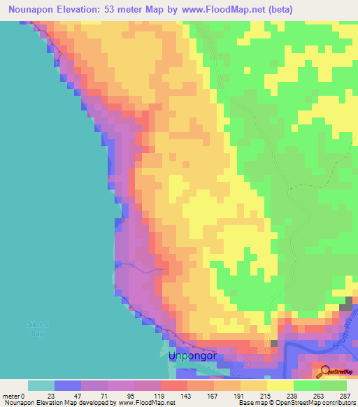 Nounapon,Vanuatu Elevation Map