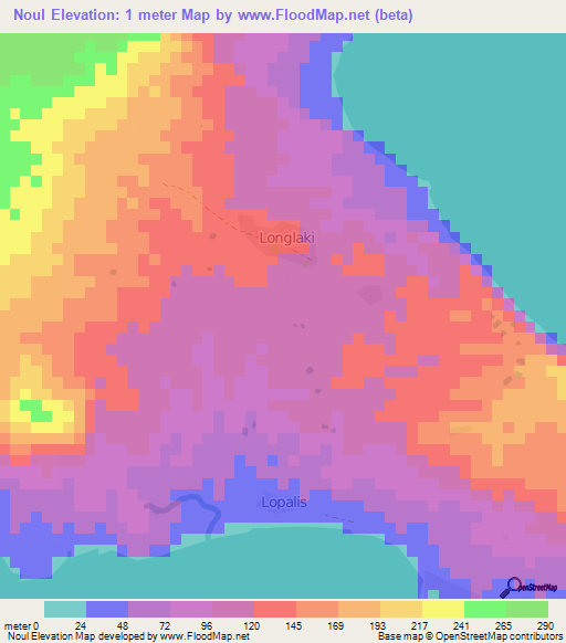 Noul,Vanuatu Elevation Map