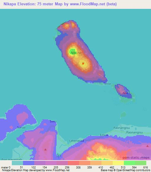 Nikapa,Vanuatu Elevation Map