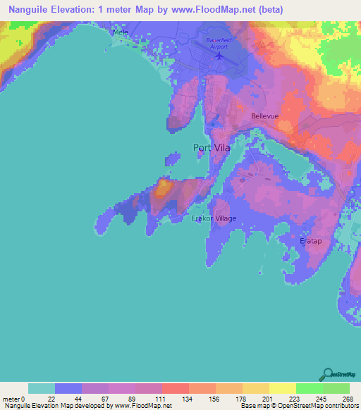 Nanguile,Vanuatu Elevation Map