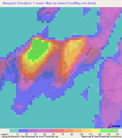 Nanguile,Vanuatu Elevation Map