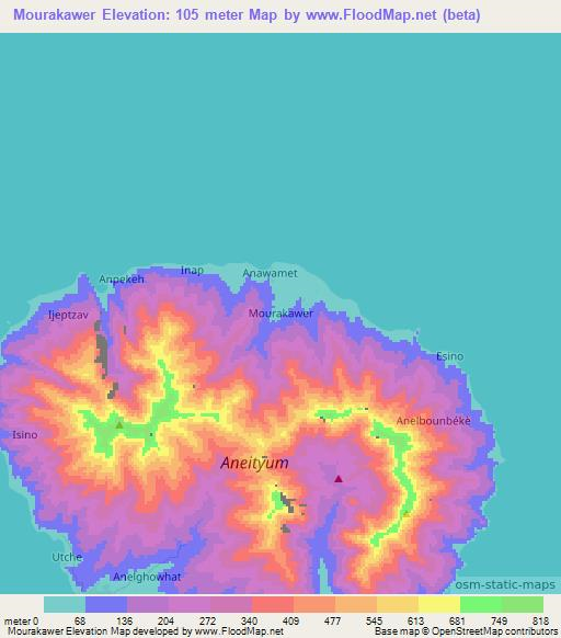 Mourakawer,Vanuatu Elevation Map