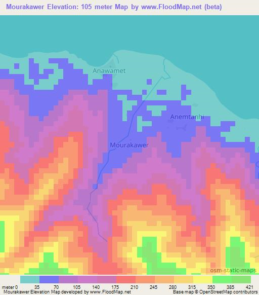 Mourakawer,Vanuatu Elevation Map