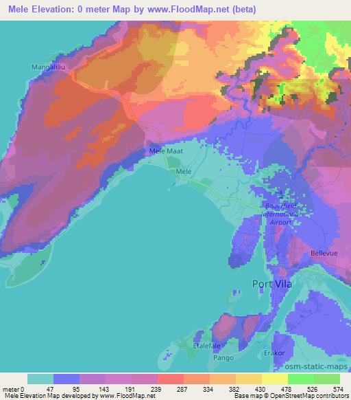 Mele,Vanuatu Elevation Map