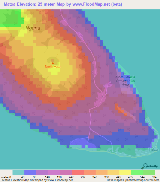 Matoa,Vanuatu Elevation Map