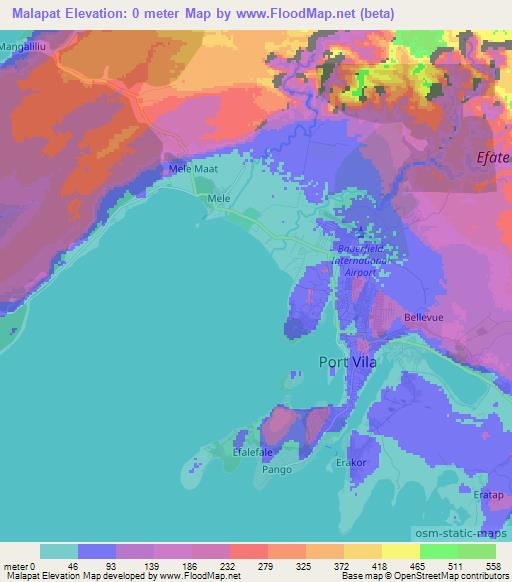 Malapat,Vanuatu Elevation Map