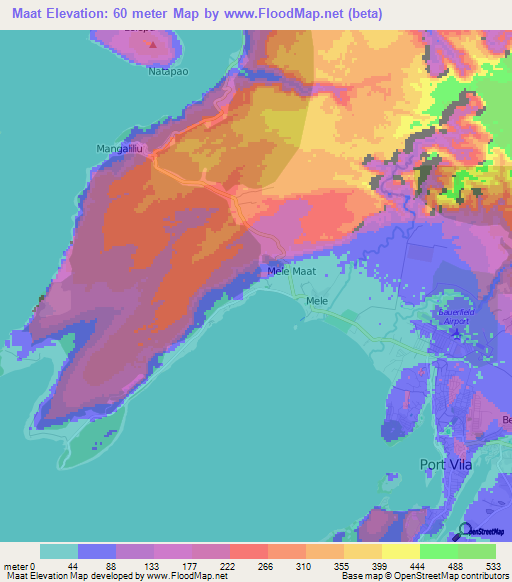 Maat,Vanuatu Elevation Map