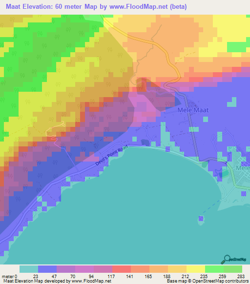 Maat,Vanuatu Elevation Map