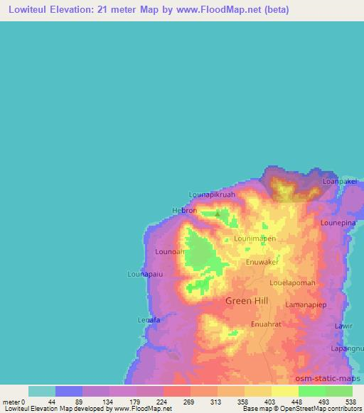 Lowiteul,Vanuatu Elevation Map