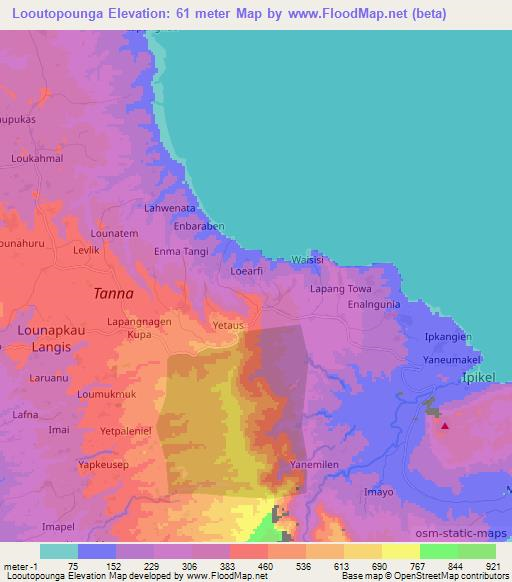 Looutopounga,Vanuatu Elevation Map