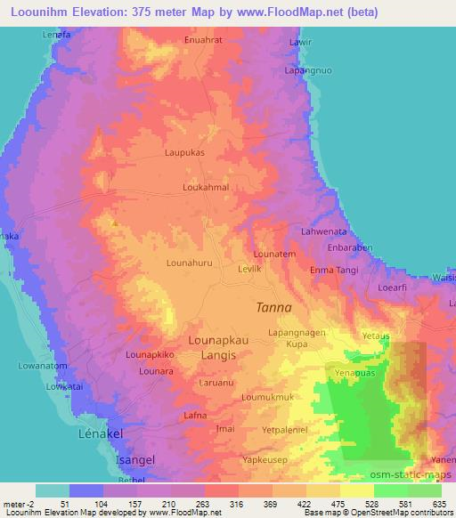 Loounihm,Vanuatu Elevation Map