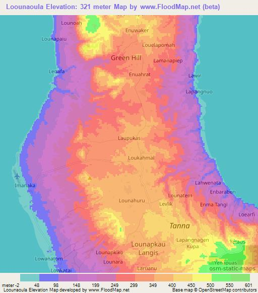 Loounaoula,Vanuatu Elevation Map