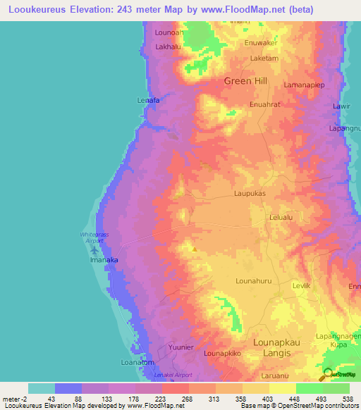 Looukeureus,Vanuatu Elevation Map