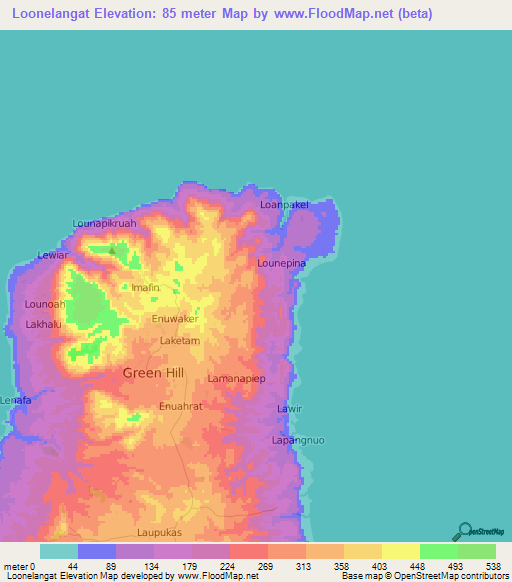 Loonelangat,Vanuatu Elevation Map