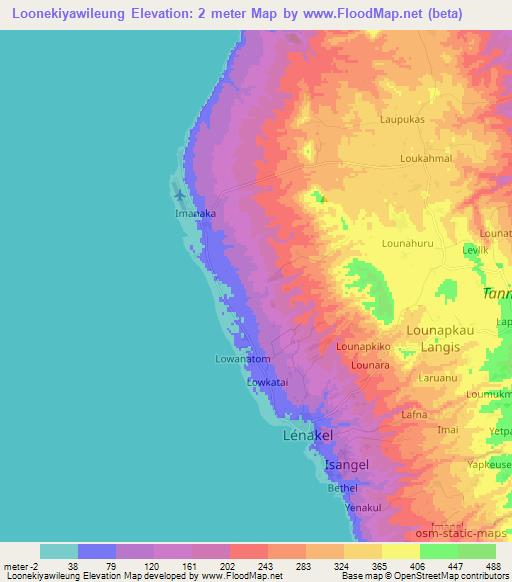 Loonekiyawileung,Vanuatu Elevation Map