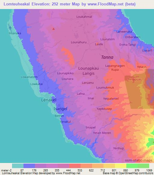 Lomteuheakal,Vanuatu Elevation Map