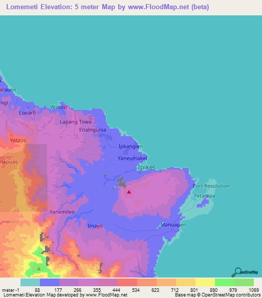 Lomemeti,Vanuatu Elevation Map