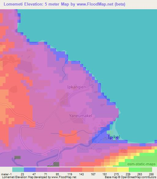 Lomemeti,Vanuatu Elevation Map