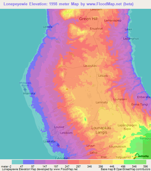 Lonepeyewie,Vanuatu Elevation Map