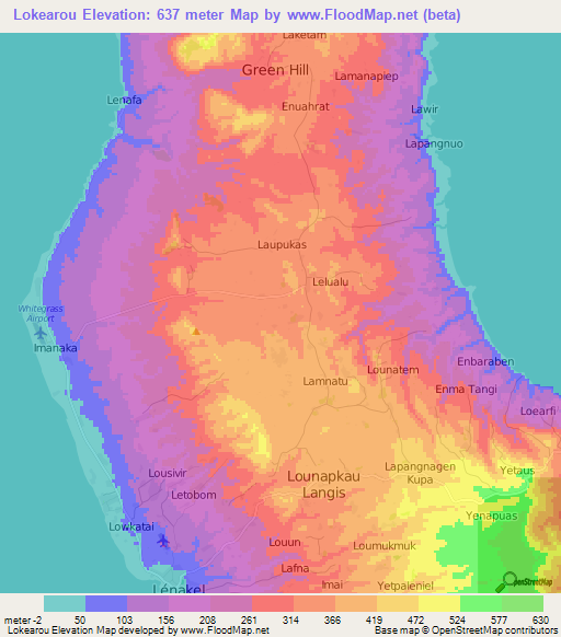 Lokearou,Vanuatu Elevation Map