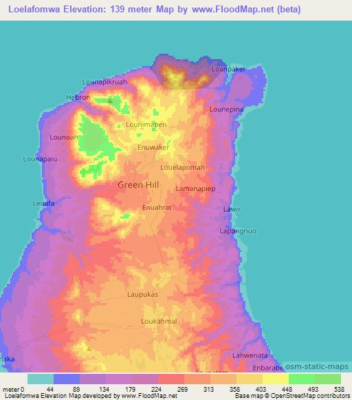 Loelafomwa,Vanuatu Elevation Map