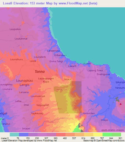 Loeafi,Vanuatu Elevation Map