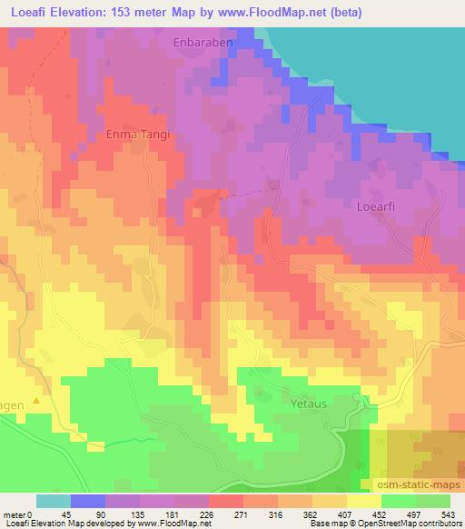 Loeafi,Vanuatu Elevation Map