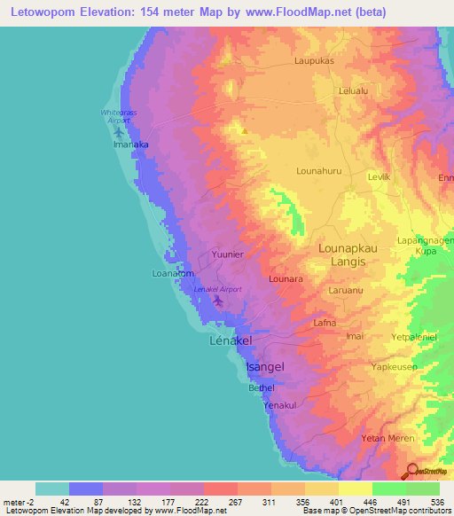 Letowopom,Vanuatu Elevation Map