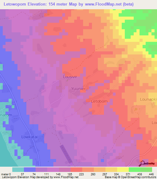 Letowopom,Vanuatu Elevation Map