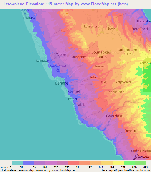 Letowaleue,Vanuatu Elevation Map