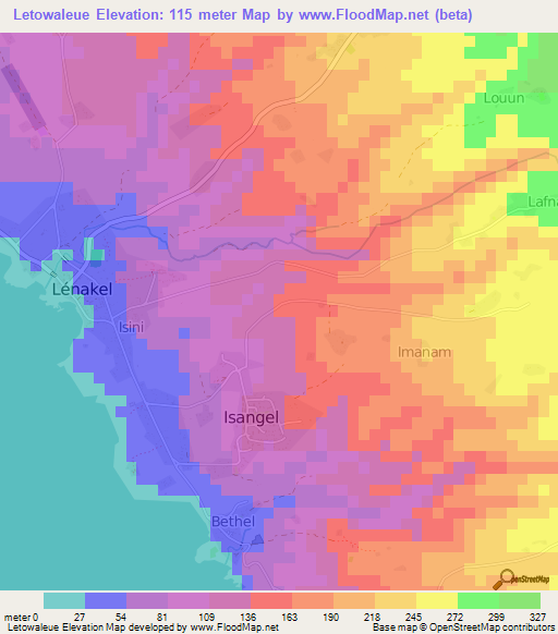 Letowaleue,Vanuatu Elevation Map