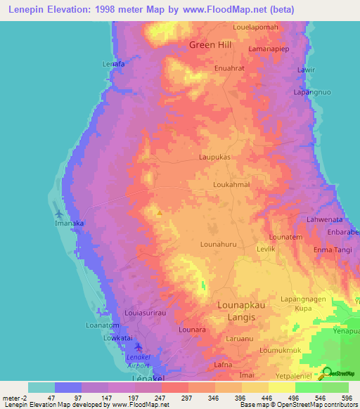 Lenepin,Vanuatu Elevation Map