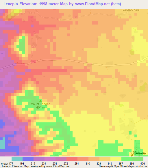 Lenepin,Vanuatu Elevation Map