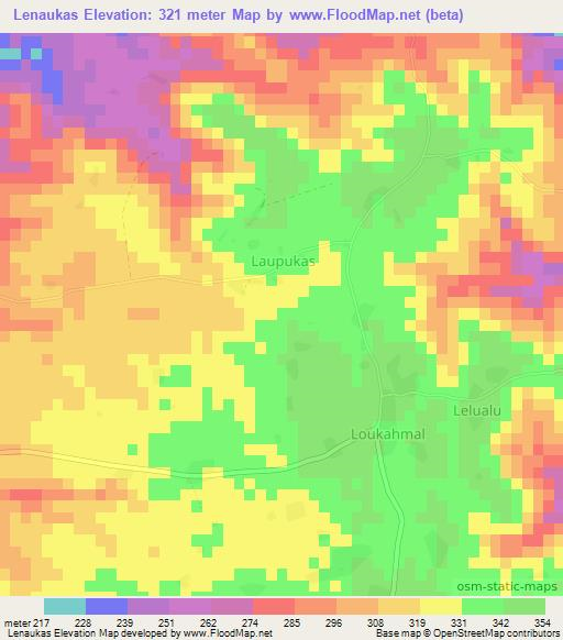 Lenaukas,Vanuatu Elevation Map