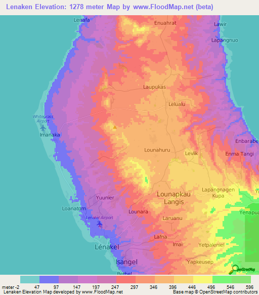 Lenaken,Vanuatu Elevation Map