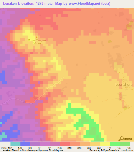 Lenaken,Vanuatu Elevation Map