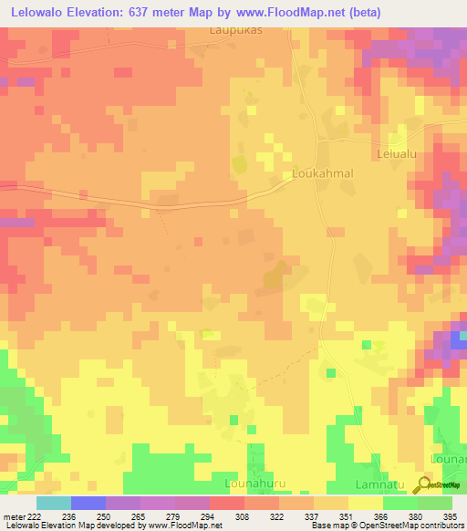 Lelowalo,Vanuatu Elevation Map