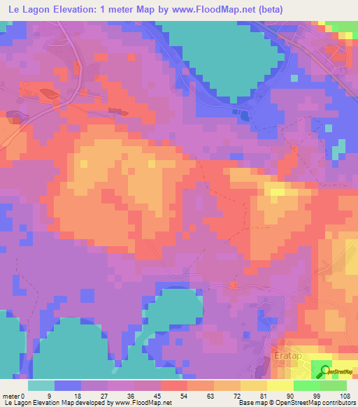 Le Lagon,Vanuatu Elevation Map