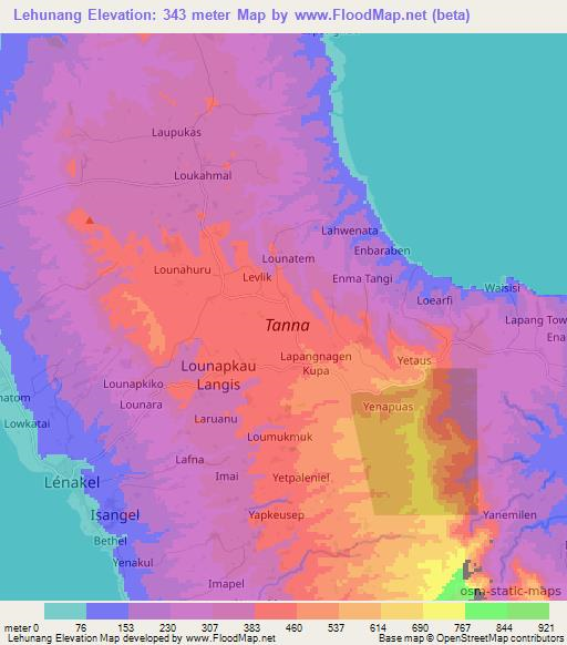 Lehunang,Vanuatu Elevation Map