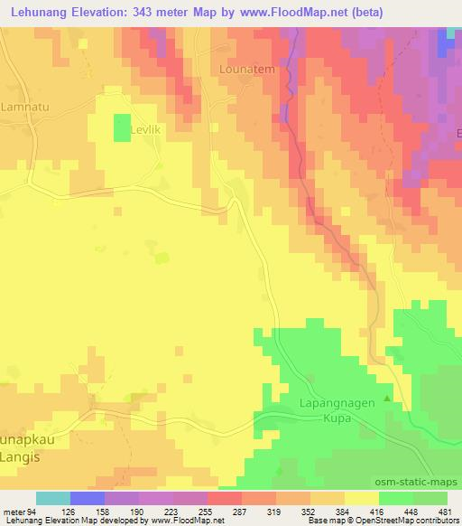 Lehunang,Vanuatu Elevation Map