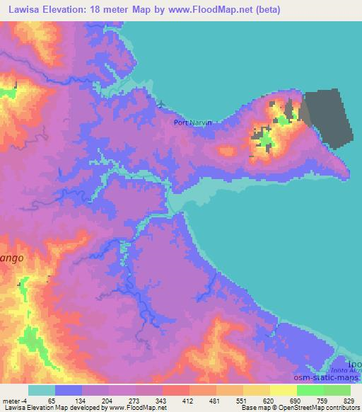 Lawisa,Vanuatu Elevation Map