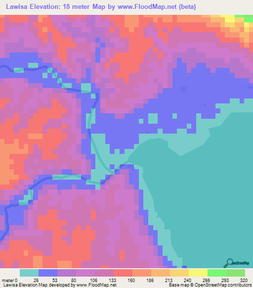 Lawisa,Vanuatu Elevation Map