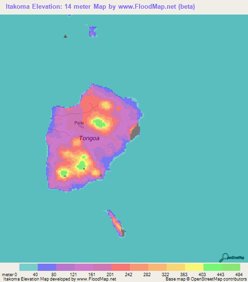 Itakoma,Vanuatu Elevation Map