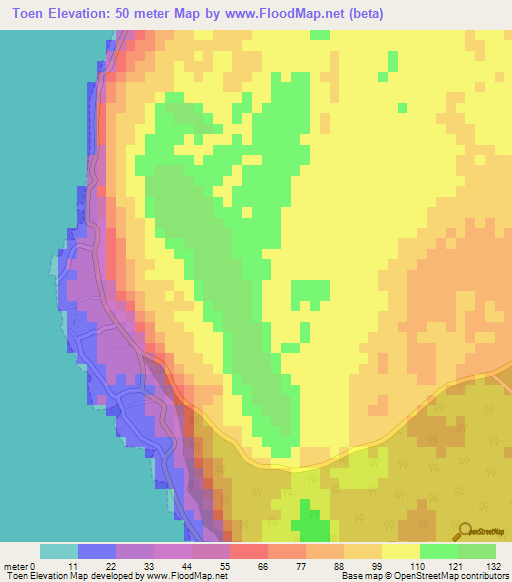 Toen,New Caledonia Elevation Map