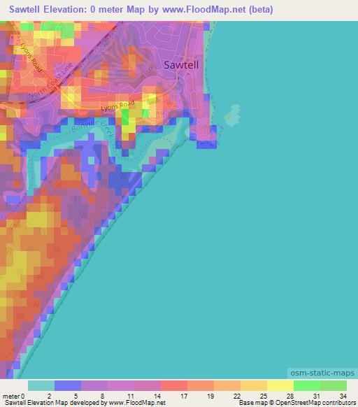 Sawtell,Australia Elevation Map