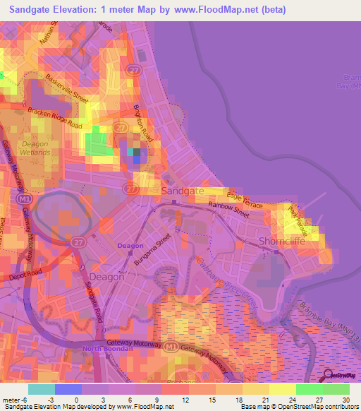 Elevation of Sandgate,Australia Elevation Map, Topography, Contour