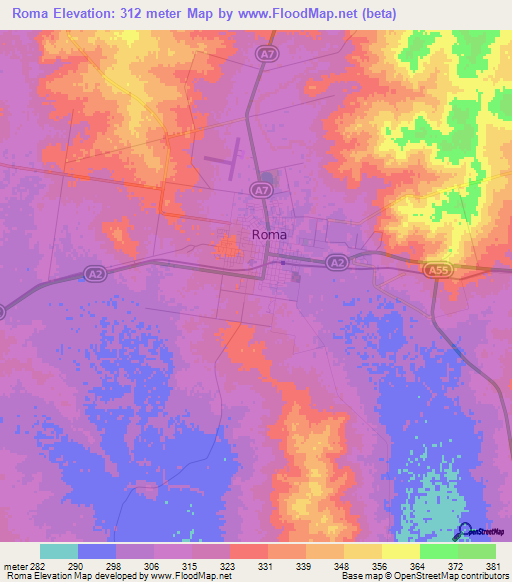 Roma,Australia Elevation Map