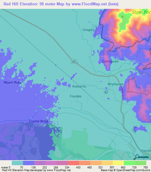 Red Hill,Australia Elevation Map