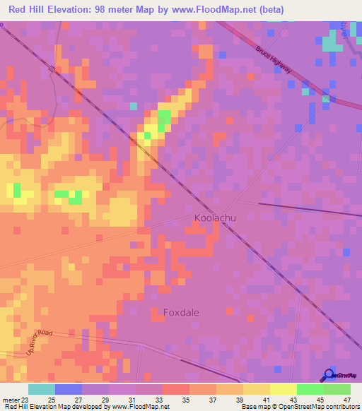 Red Hill,Australia Elevation Map